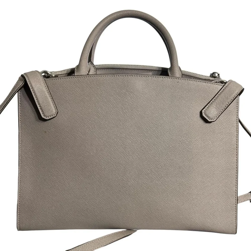 Michael Kors Satchel Bag Women's Large Gray Leather Studded Crossbody Purse